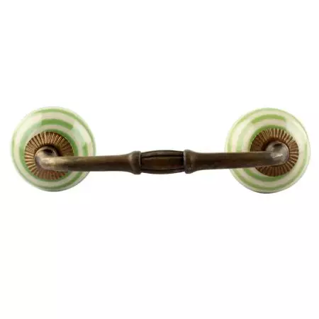 Pea Green Striped Ceramic Bridge Handles
